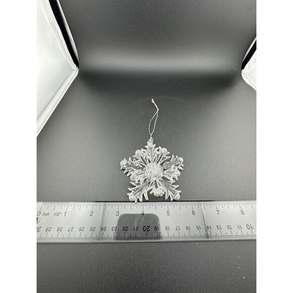 Vintage Hand Spun Glass 3D Snowflake Silver Accents Ornament 3" Original Box - Picture 9 of 9
